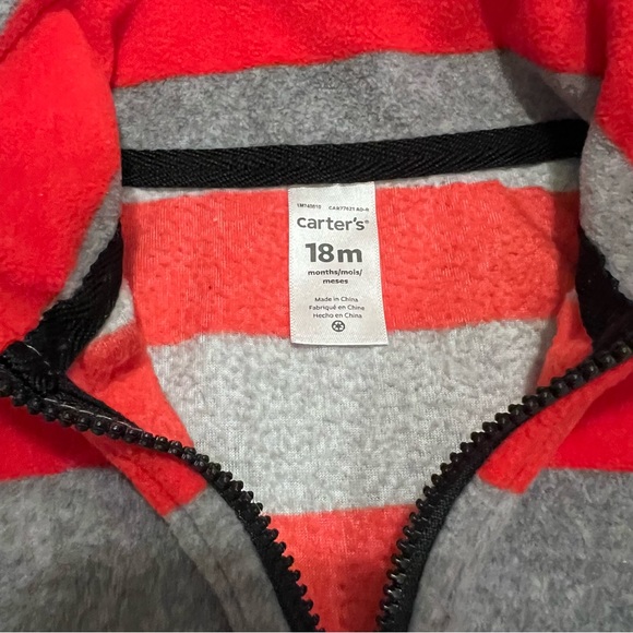 Carter’s Fleece Red And Grey Striped Vest - Picture 5 of 5